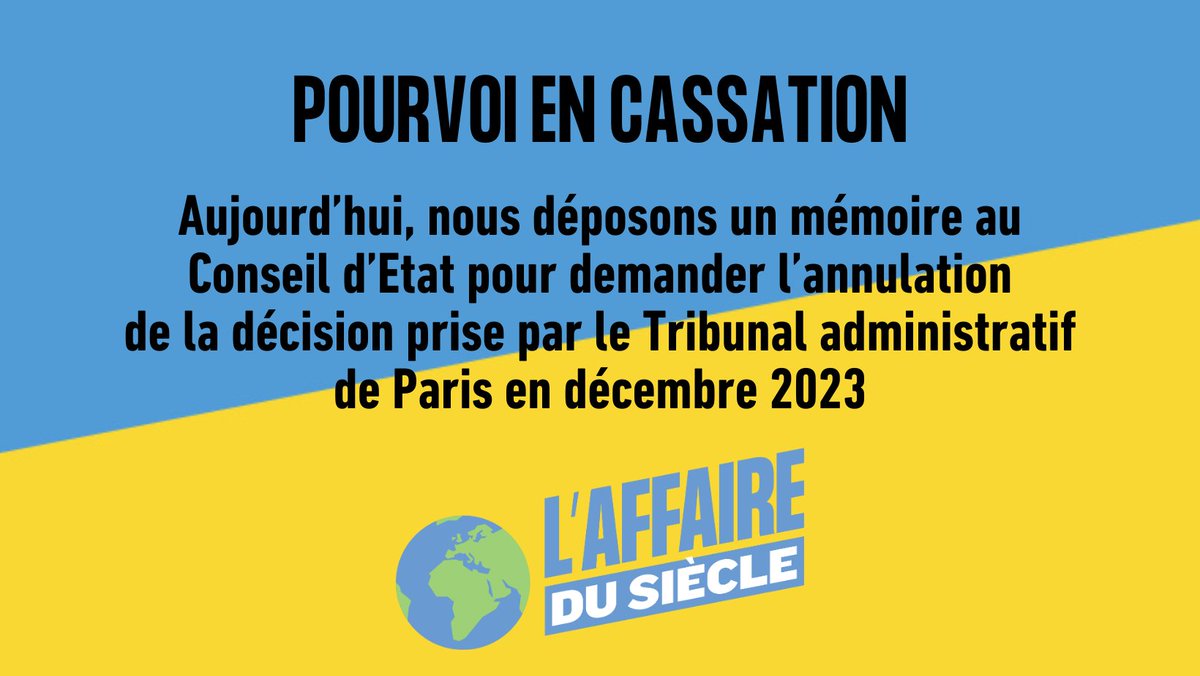 🔴 Pourvoi en cassation
Aujourd’hui, nous déposons un mémoire au Conseil d’Etat pour demander l’annulation de la décision prise par le Tribunal administratif de Paris en décembre dernier.