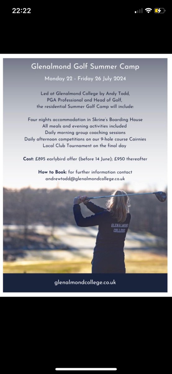 Join us this July, for our Summer Golf Camp ⛳️ A week of summer golf awaits - match play, stroke play, golf coaching, a round at a local championship course, as well as evening activities and all meals for the duration of the week. Book now to avoid disappointment! #glenalmond