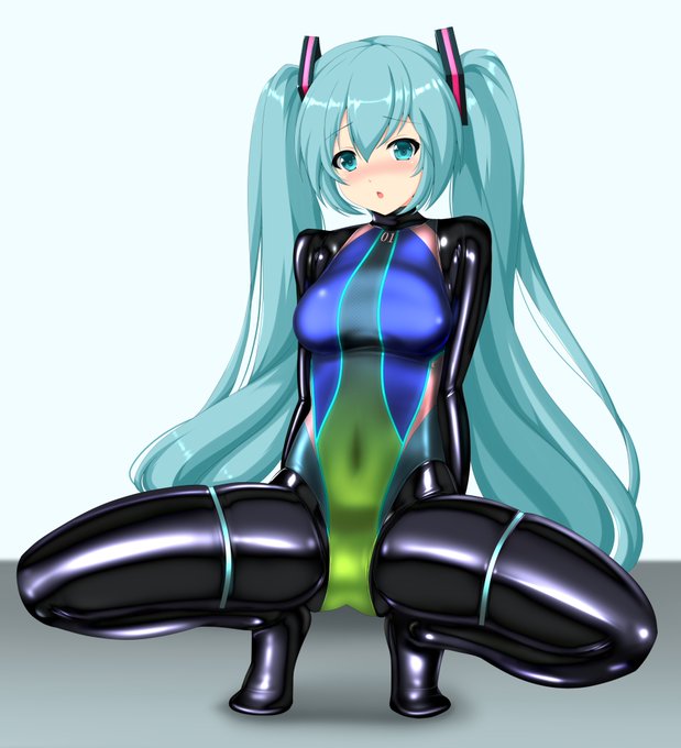 ぴっちりラバースーツ×競泳水着の初音ミクちゃんです(*'ω`*) 