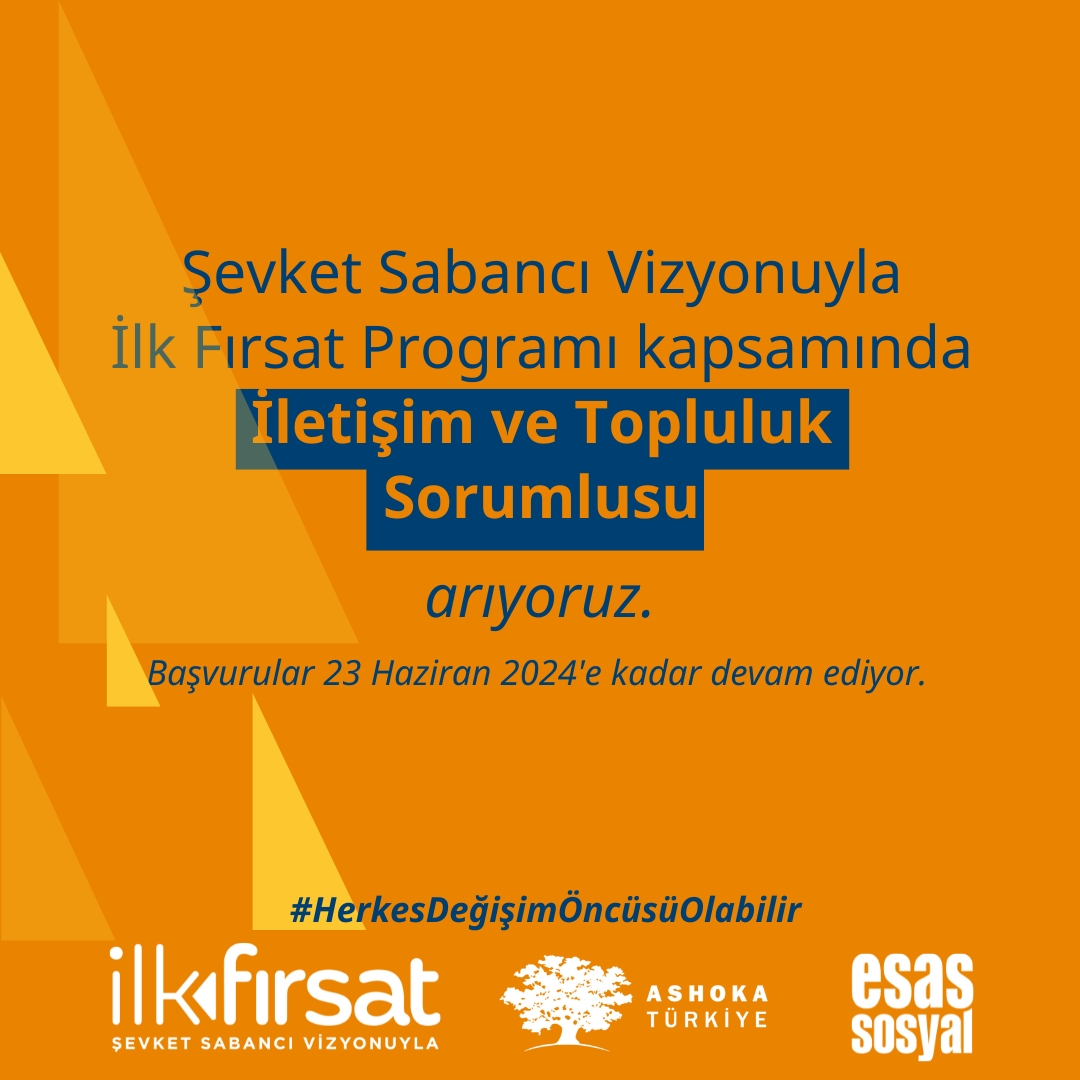 🤩 Ashoka Türkiye olarak olarak ilk kez paydaşı olmaktan mutluluk duyduğumuz Şevket Sabancı Vizyonuyla İlk Fırsat Programı’nın 9. Dönemi için genç başvuruları başladı! 👉👉 Program kapsamında İletişim ve Topluluk Sorumlusu pozisyonumuza başvurmak için: youthall.com/tr/esassosyal/…