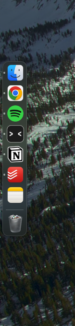 If you Mac dock isn’t as minimal as possible you’re doing it wrong. 🤷

What does your dock look like?

P.S. auto-hiding side orientated docs are 🔥
