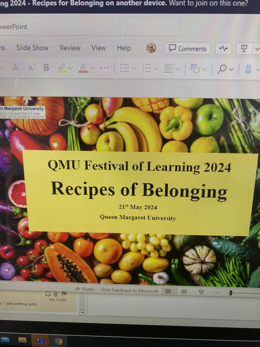 Looking forward to #QMUFoL today and Recipes for Belonging.