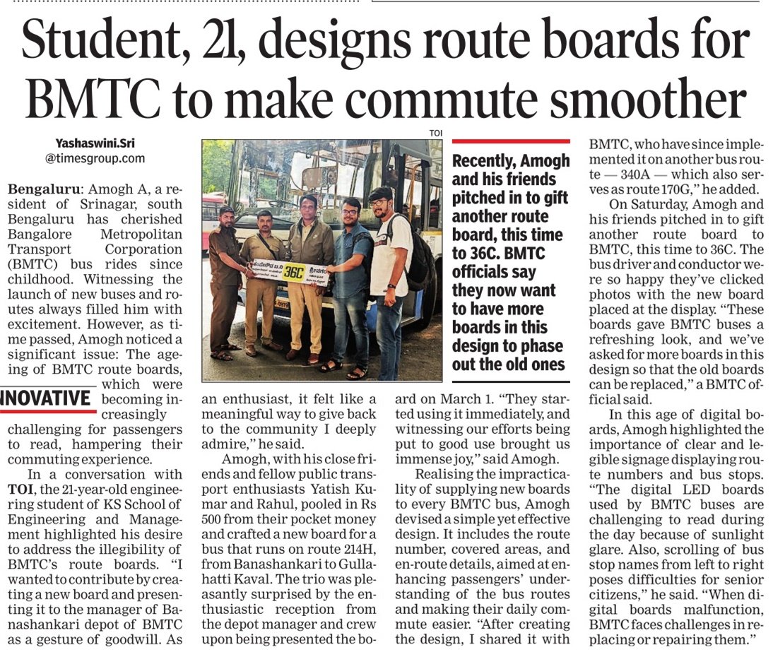 Student, and a public transport enthusiast designs a new route board for BMTC, and that is sweetest thing you'll see on the internet today! #bengaluru @TOIBengaluru
