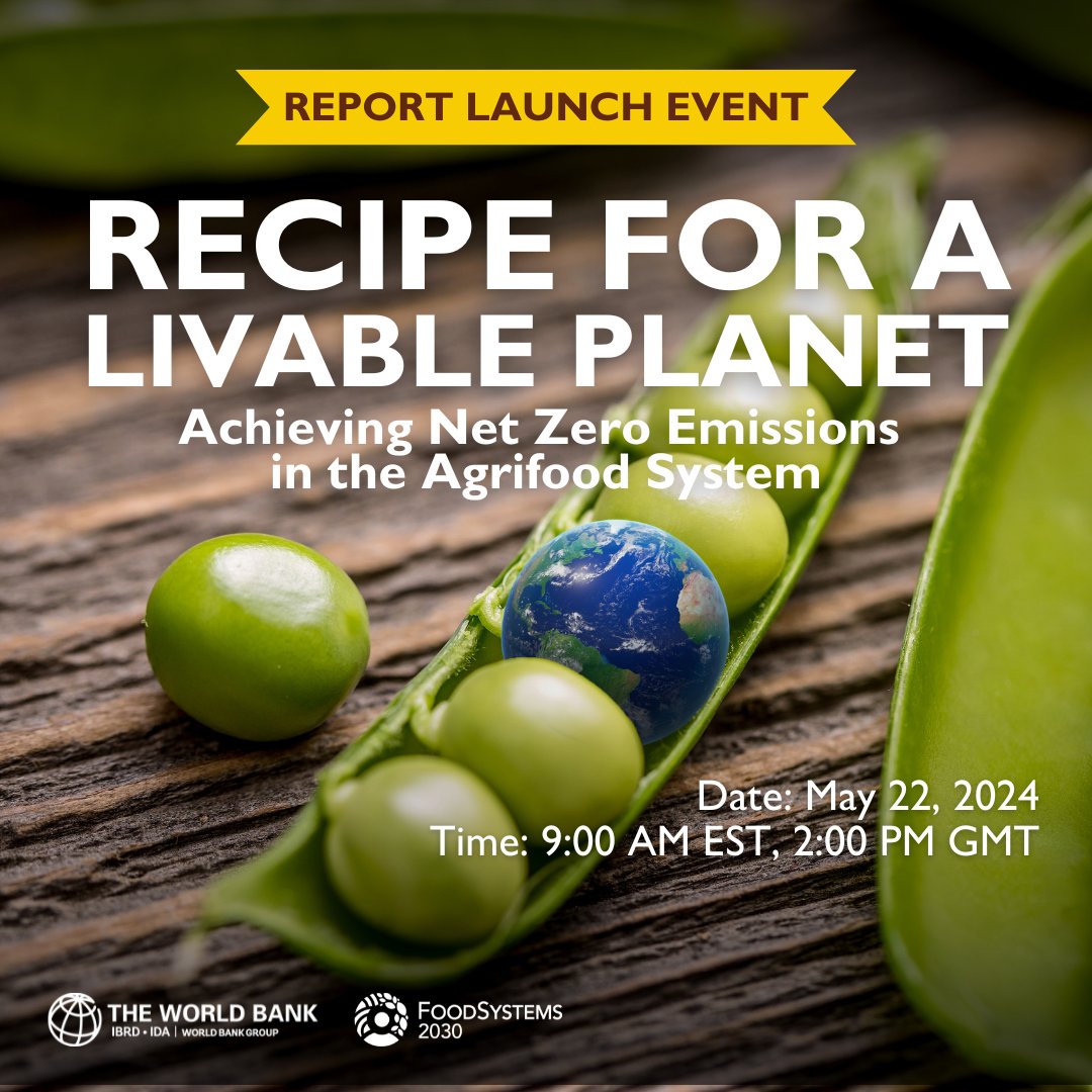 📣Join #WFO BM @elizabethnsima at the @WorldBank's 'Recipe for a Livable Planet' report launch. She'll share #Farmers' insights on challenges and opportunities to achieve #sustainable agrifood systems. 📅MAY 22 🕜09:00 EST / 15:00 CEST 📺Watch here: live.worldbank.org/en/event/2024/…