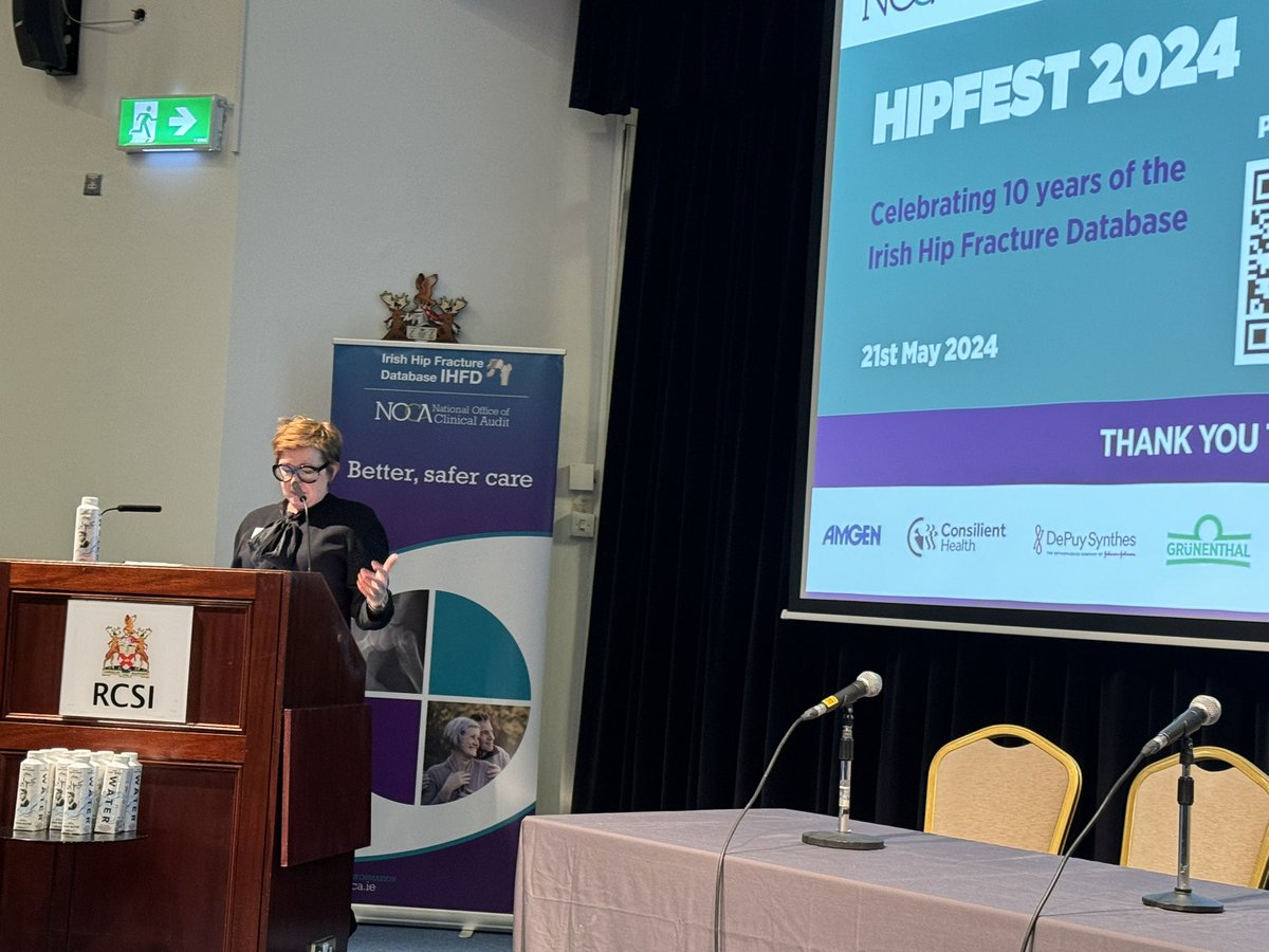 Delighted to be involved in #hipfest2024 a wonderful achievement of 10 years hard work on hip fracture audit and service improvement by @noca_irl and Emer Ahern dave Moore paddy Kenny and @ConorHurson