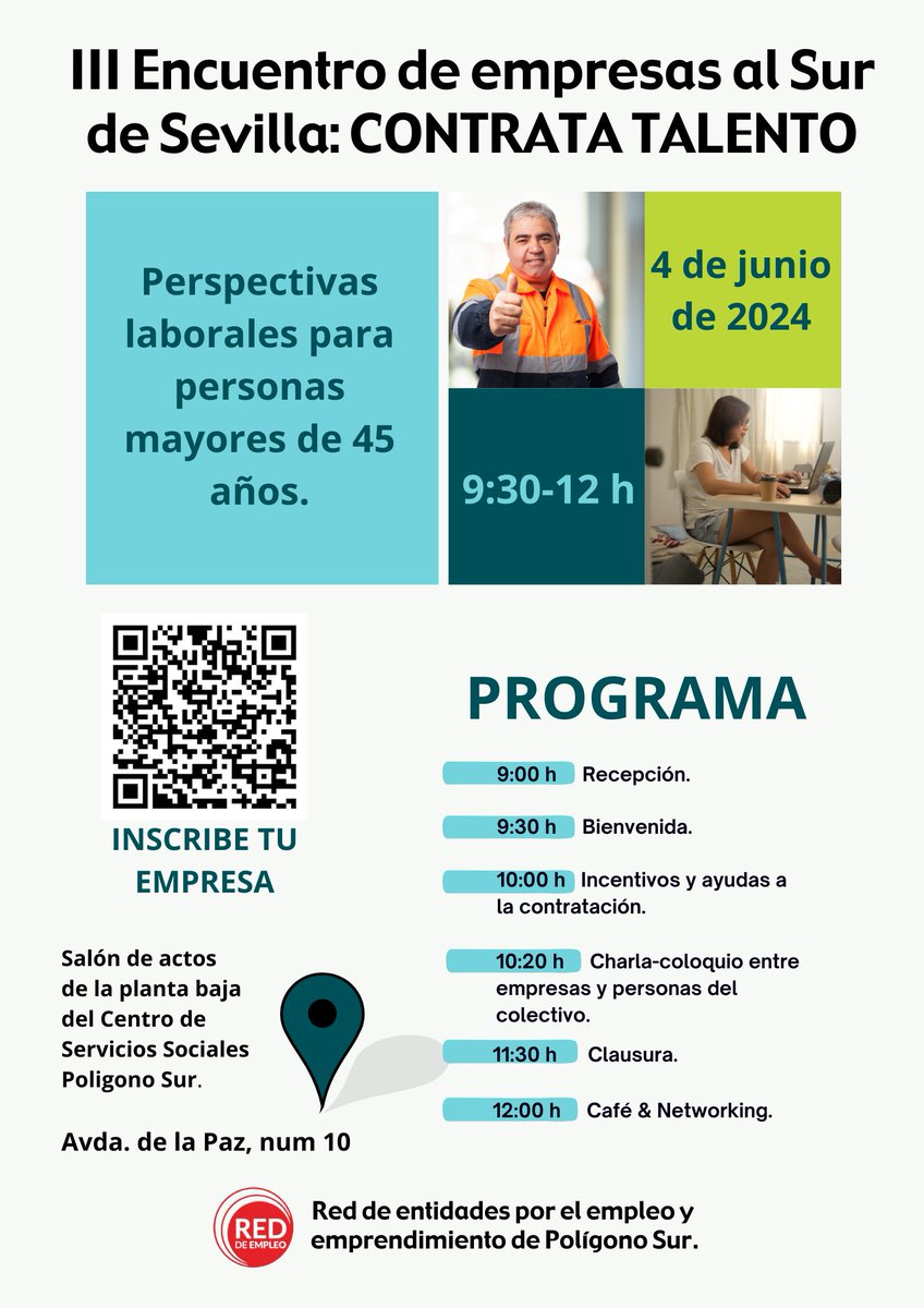 III Encuentro de Empresas organizado por la Red de Empleo de Polígono Sur el próximo 4 de junio, os dejo el programa, por si estáis interesados.