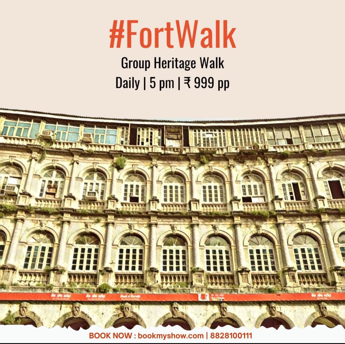 Learn how the modern city of Mumbai evolved through its colonial town, on a #FortWalk with us.

📍Daily | 5 PM | ₹999 pp

➡️Book now at: in.bookmyshow.com/activities/kha…

#Fort #MumbaiFort #Churchgate #Things2DoInMumbai #KhakiTours #ExploreMumbai #HeritageTours #WalkingTours