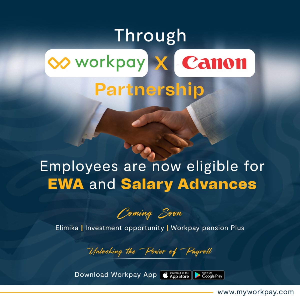 🎉 Big news! Workpay has partnered with @CanonCNA to offer you financial services like Earned Wage Access (EWA) and Salary Advances. 💼📸 Enjoy financial flexibility while capturing perfect moments. We've got your back! #Workpay #Canon #FinancialServices #EWA #SalaryAdvance