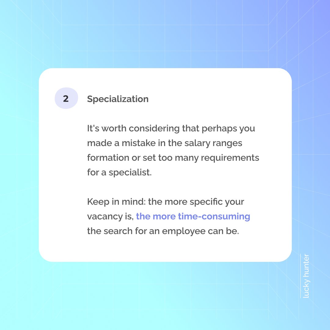 recruiter_lucky's tweet photo. "We cannot find a suitable candidate for a long time": why so?

Let's discover the 5 main factors affecting the speed of filling an IT vacancy. Some insights from our team 📌

#itrecruiting #luckyhunter #speed #hiring #testassignment #remote #tips https://t.co/sD9INsoWhA