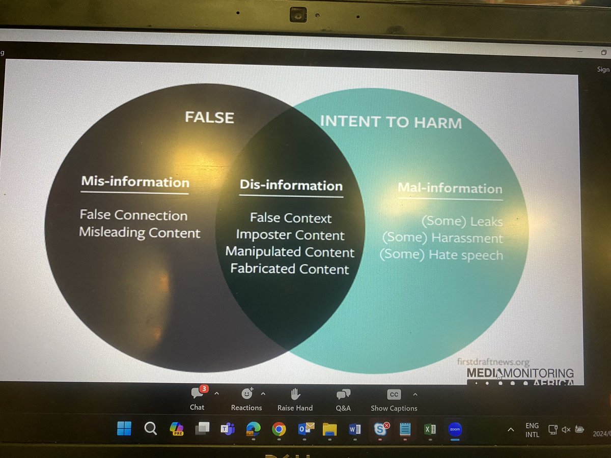 - <a href="/NomshadoL/">Nomshado Lubisi</a> touched on #malinformation that is less talked of; and has as much harm as #misinformation and #disinformation. #SAelections24