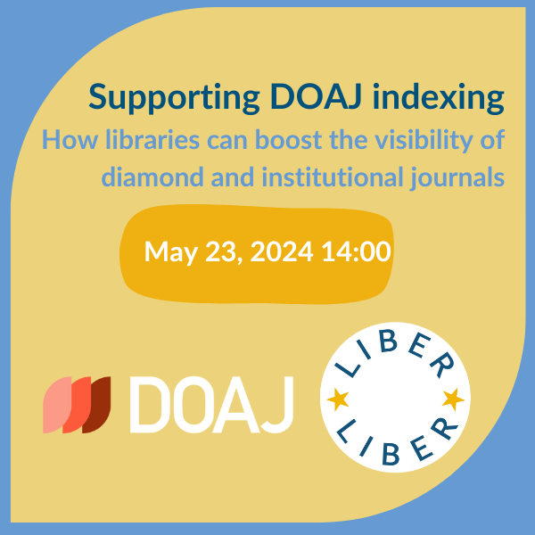 There is still time to register for Thursday's webinar on Supporting DOAJ Indexing! Learn how libraries can assist local journal editors and boost the visibility of diamond and institutional journals. For details and registration: ow.ly/jPSz50RshRh