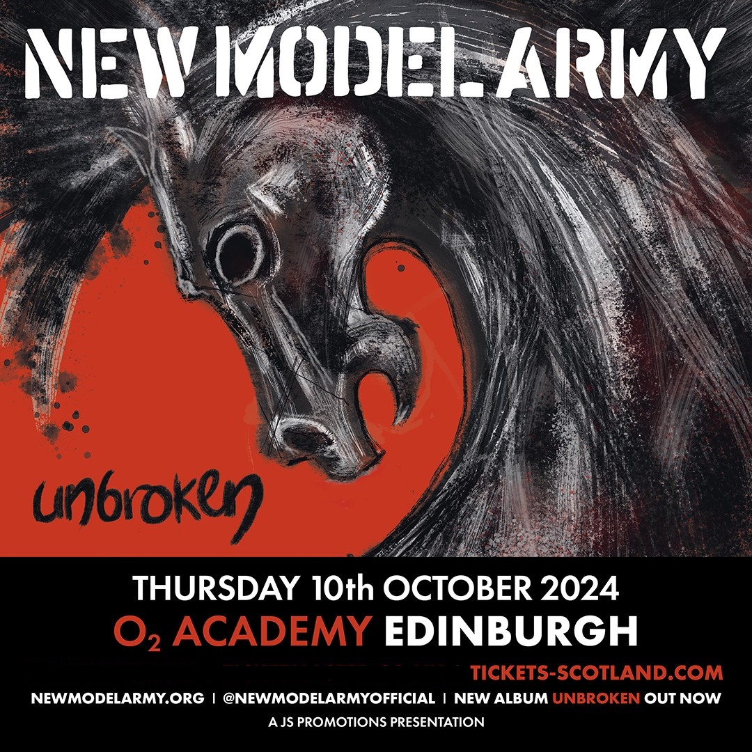 Just Announced 🔊 NEW MODEL ARMY @officialnma - Touring with the new album Unbroken Thursday 10th October / @O2AcademyEd Tickets on sale 10am Friday 🎟️t-s.co/newm