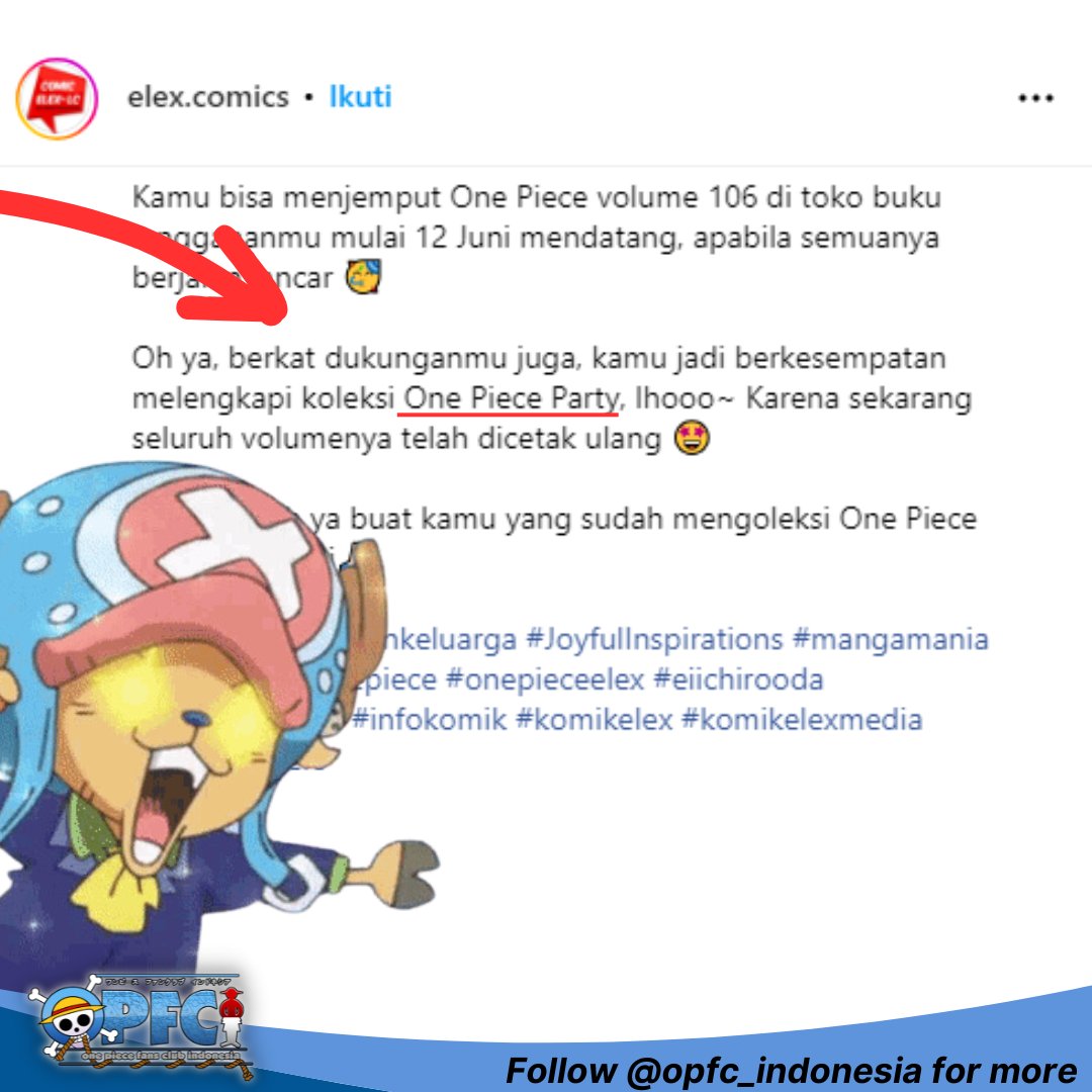 Bocoran dari akun instagram Elex Comics nih, yang belum lengkap atau kemarin ketinggalan koleksi One Piece Party bisa mulai ikutan koleksi dari awal nih 😆

Yuk yuk lengkapi koleksi kalian 😆

#onepiece
#onepieceparty