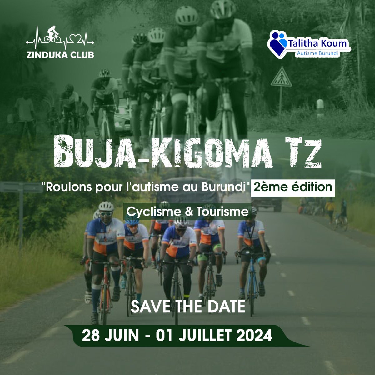 🎉 Nous avons la joie d'annoncer une bonne nouvelle 🥳 
Le club Zinduka réitère son soutien envers #AutismeBurundi lors de la sortie Bujumbura - Kigoma. 🙏🏾😍❤️💪🏾🚵🏾‍♂️
Comme le dit bien Satoro: "Seuls nous sommes que des gouttes d'eau, #ensemble, nous formons un océan."
#soutien