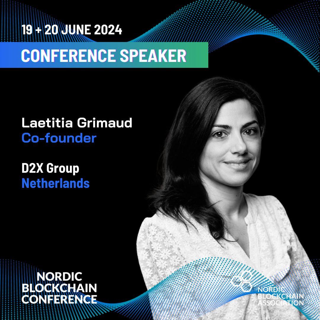 Laetitia Grimaud, Co-founder of @D2X_Official, will be speaking at the Nordic  Blockchain Conference. D2X is launching a regulated crypto derivatives  exchange operating 7 days a week, offering cash-settled BTC and ETH futures