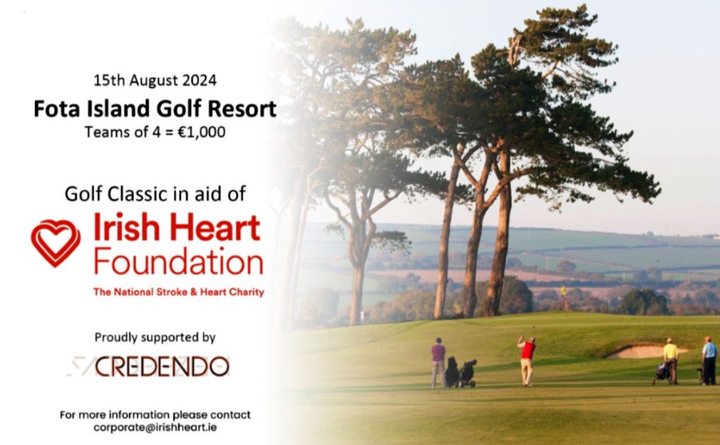 Please RT A very worthy cause. The @Irishheart_ie is holding a #golf #classic at @FotaIsland on August 15th that will be proudly supported by @CredendoEN 🔗 Purchase Tickets Here: eventmaster.ie/event/Kl95tpnH… #golfclassic #fundraiser #heart #heartfoundation
