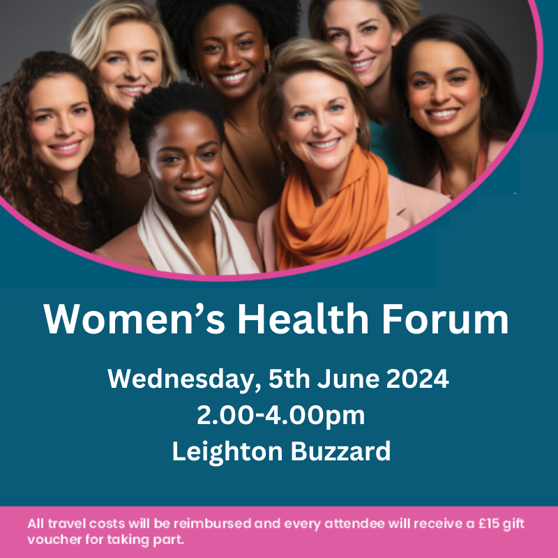 @healthwatch_cb's #Womenhealth Forum is coming to Leighton Buzzard Library on 5th June 2024. #jointheconversation about all health-related matters for women. To book your place, please contact Kim Claydon on 0300 303 8554, or info@healthwatch-centralbedfordshire.org.uk.