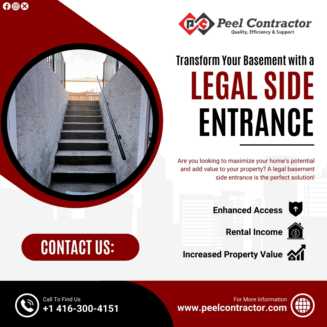 🏡 Looking to upgrade your home with a Legal Basement Side Entrance?
✅ Why choose a legal basement side entrance?
1️⃣ Enhanced Safety
2️⃣ Increased Property Value
3️⃣ Compliance
Contact us today:📞(416) 300-4151

#PeelContractor #LegalBasementEntrance #HomeImprovement #SafetyFirst