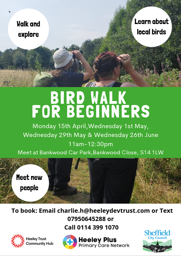 Bird Walks for Beginners Join us for a bird walk in local woods, no experience necessary. Please note the paths are uneven & often muddy 📅 Wednesday 29th May 🕙 11am-12:30pm 📍 Meet at Bankwood Car Park, S14 1LW Just turn up or for more info contact 07950 645288 @GVTenants