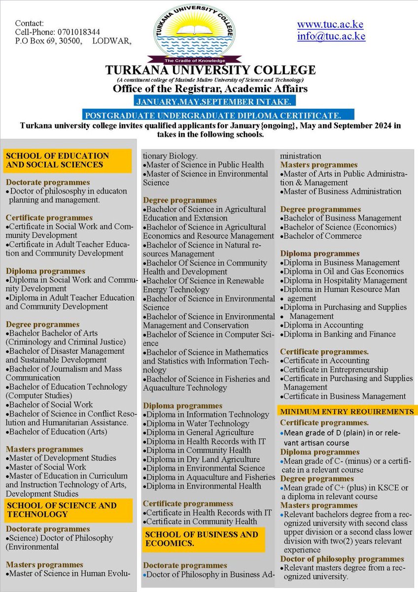 September intake ongoing. You’re all welcome to the cradle of knowledge.