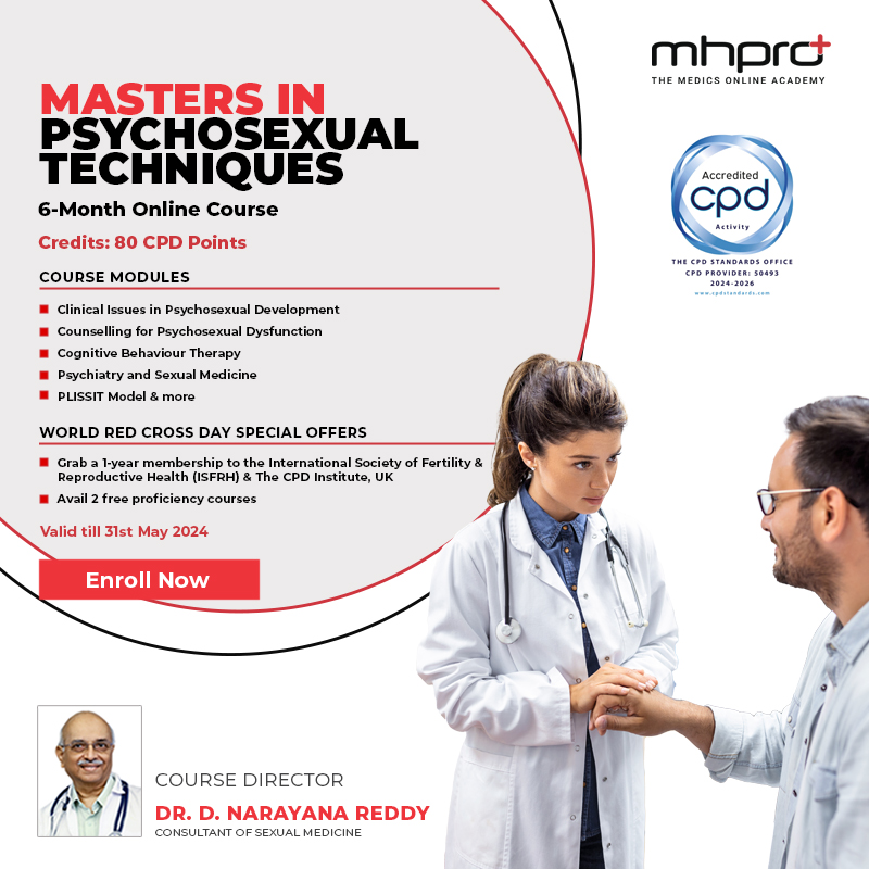 Master psychosexual techniques with 80 CPD points.

Understand psychological components in the psychosomatic circle of sex, assess sexual dysfunction, plan effective interventions, and instruct behavioral exercises with evidence-based therapeutic procedures🩺✨