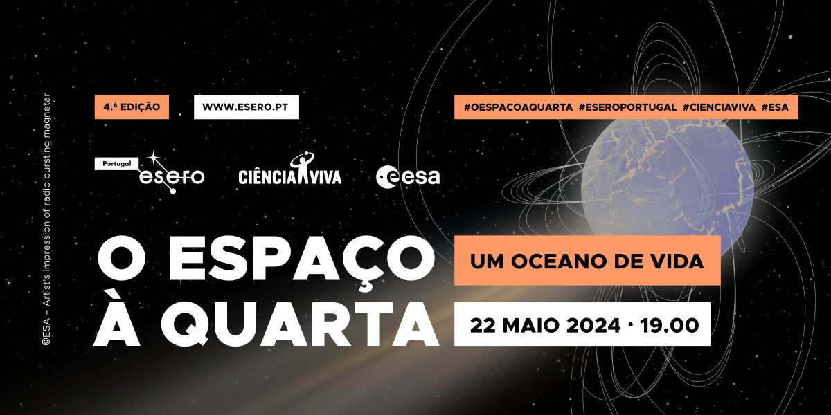 Esta semana, O Espaço à Quarta é dedicado à vida no oceano! Amanhã, a partir das 19.00, vamos perceber como os satélites de observação da Terra ajudam a monitorizar a biodiversidade no oceano. Info: esero.pt/espaco-a-quart… #CienciaViva #ESEROPortugal @esa #ESA #OEspacoaQuarta