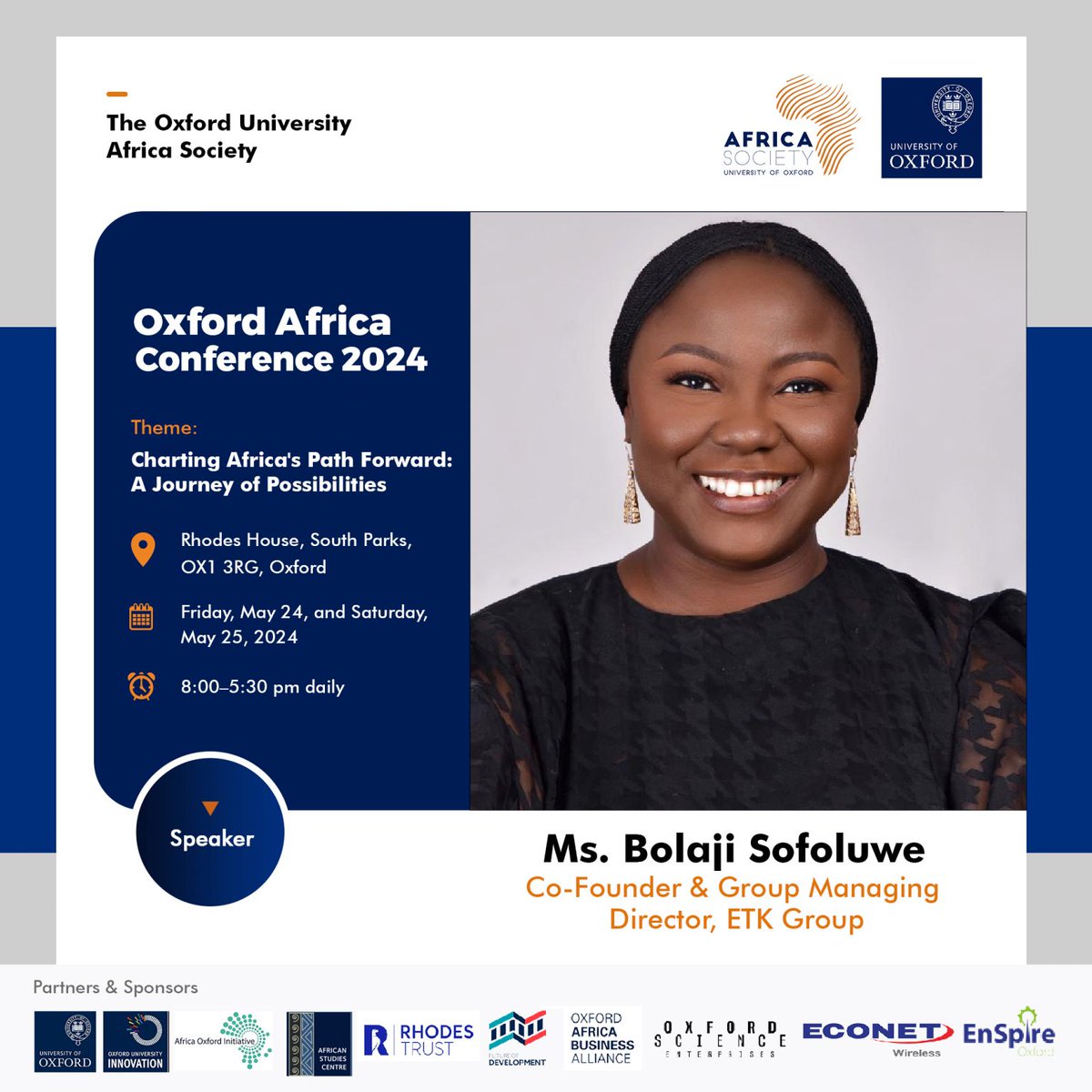 Join us at the #OxfordAfricaConference this Friday as Bolaji Sofoluwe, and other distinguished panellists offer insightful advice on strategies to transform Africa's ambitious aspirations into concrete, tangible outcomes.

#AfricaDevelopment #EconomicTransformation