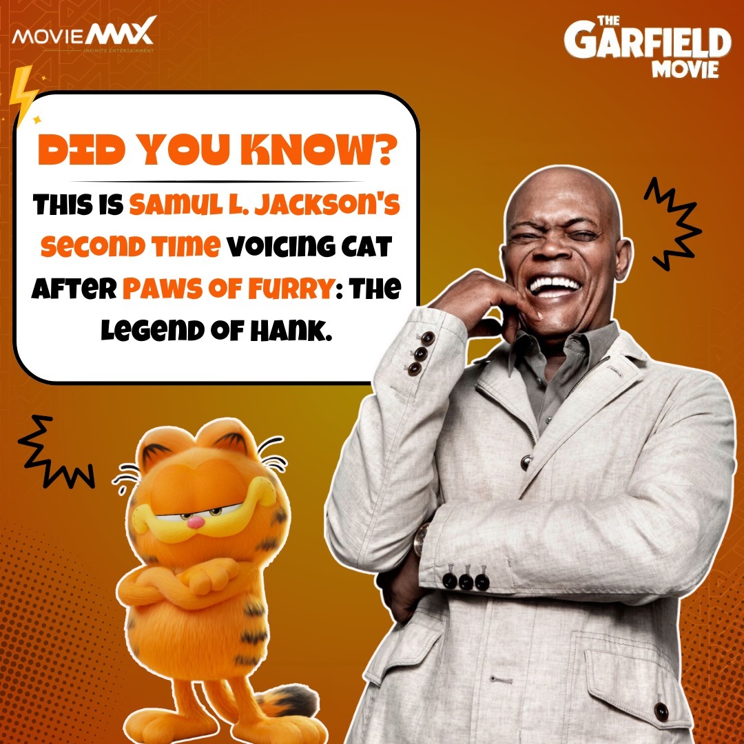 Guess who's back and purr-fectly cast?😺✨ Samuel L. Jackson returns to voice another feisty feline in The Garfield Movie! Did you catch his first cat in 'Paws of Fury : The Legend of Hank'?🐾🎬 Watch #TheGarfieldMovie now in #MovieMax near you! moviemax.co.in