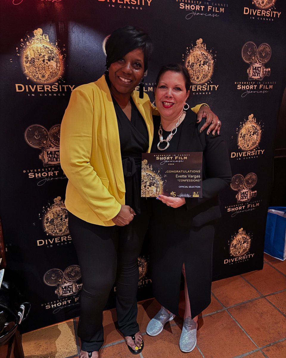 Phenomenal Day at the Diversity In Cannes Showcase! We are thrilled to have received 3 Nominations and WINNING the Audience Award!!! <a href="/Festival_Cannes/">Festival de Cannes</a> <a href="/villecannes/">Cannes</a> <a href="/JUVIproduction/">JUVI-Production</a> <a href="/ConfessionsSHO/">ConfessionsTheSeries</a> <a href="/theevettevargas/">Evette Vargas</a>