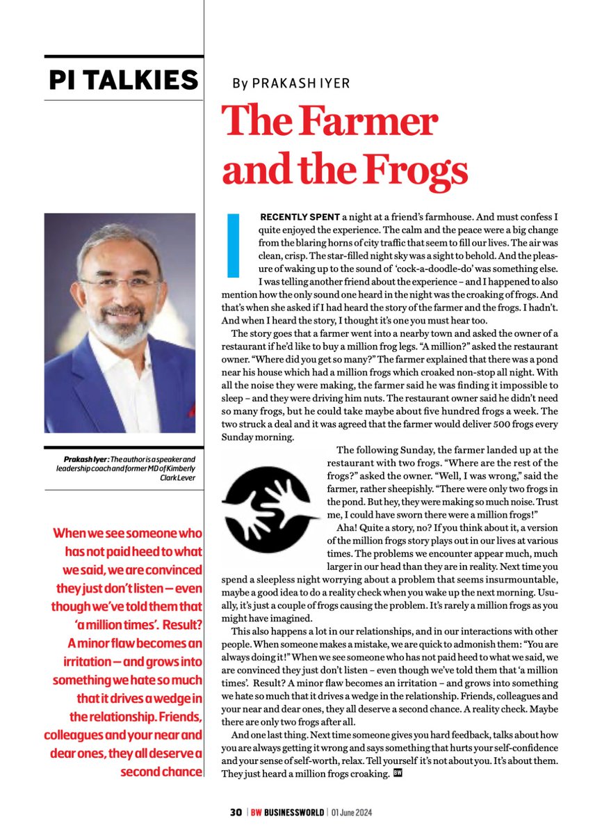 In an article for Business World, our favorite #LeadershipSpeaker Prakash Iyer ( @prakashiyer ) shares a valuable lesson about overcoming obstacles and not being affected by negative comments of others. #PrakashIyerMotivationalSpeaker #LeadershipDevelopment #GrowthMindset