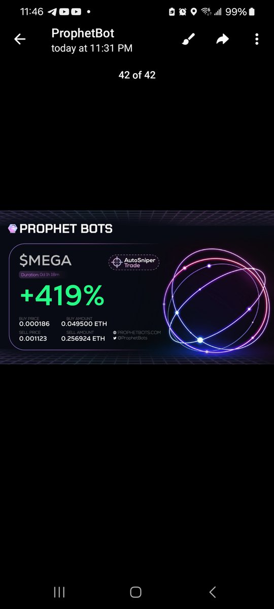 This wasn't a 10x banger like my last win, but I care about frequency of my wins. 

Sold at 6x take profit.

When eth picks back up we should be seeing these hit on the daily.

@prophetbots