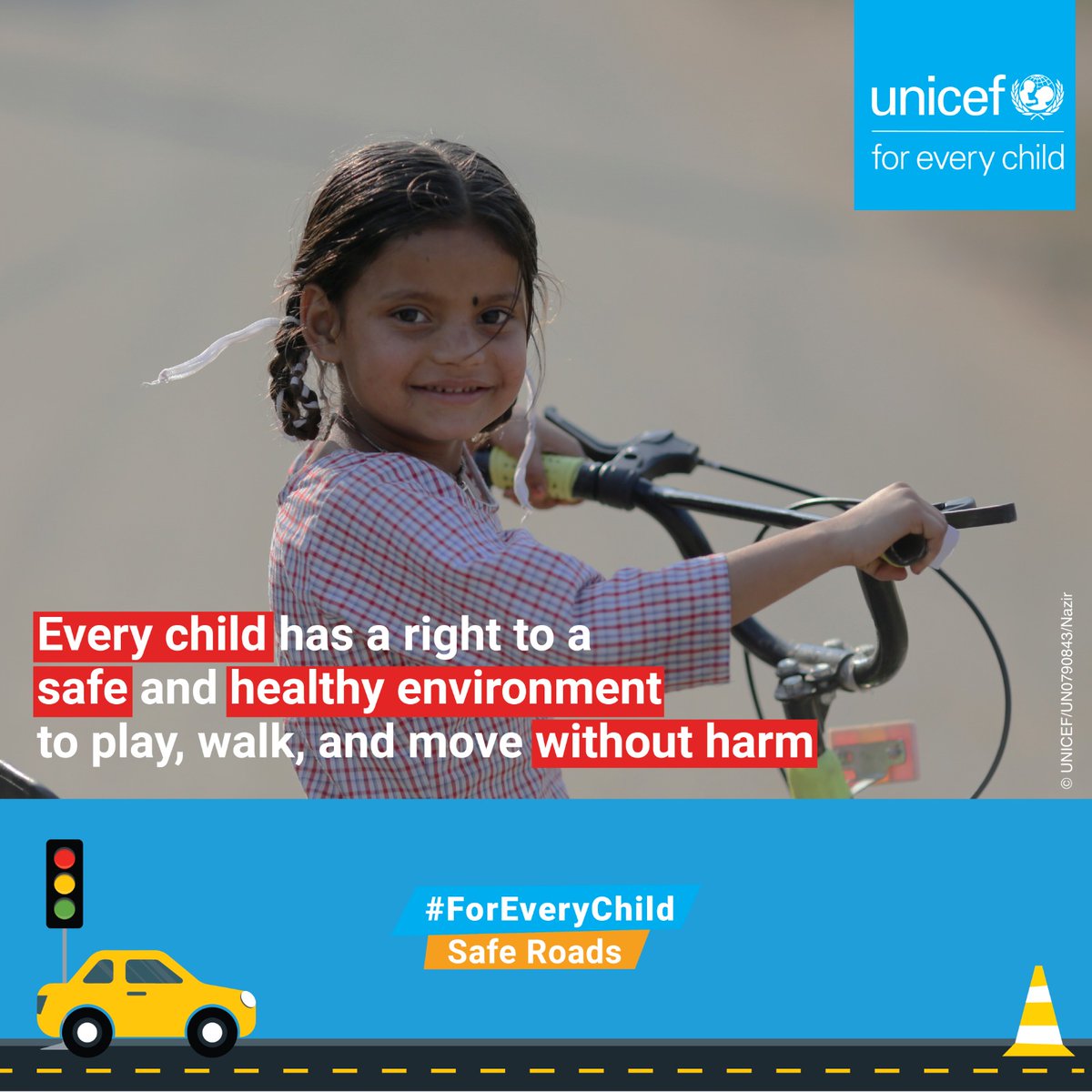 Safety must be at the core of our efforts to reimagine how we move in the world. Road safety solutions should be designed with the most at risk in mind first, like children and adolescents. #ForEveryChild, safe roads #RoadSafetyWeek