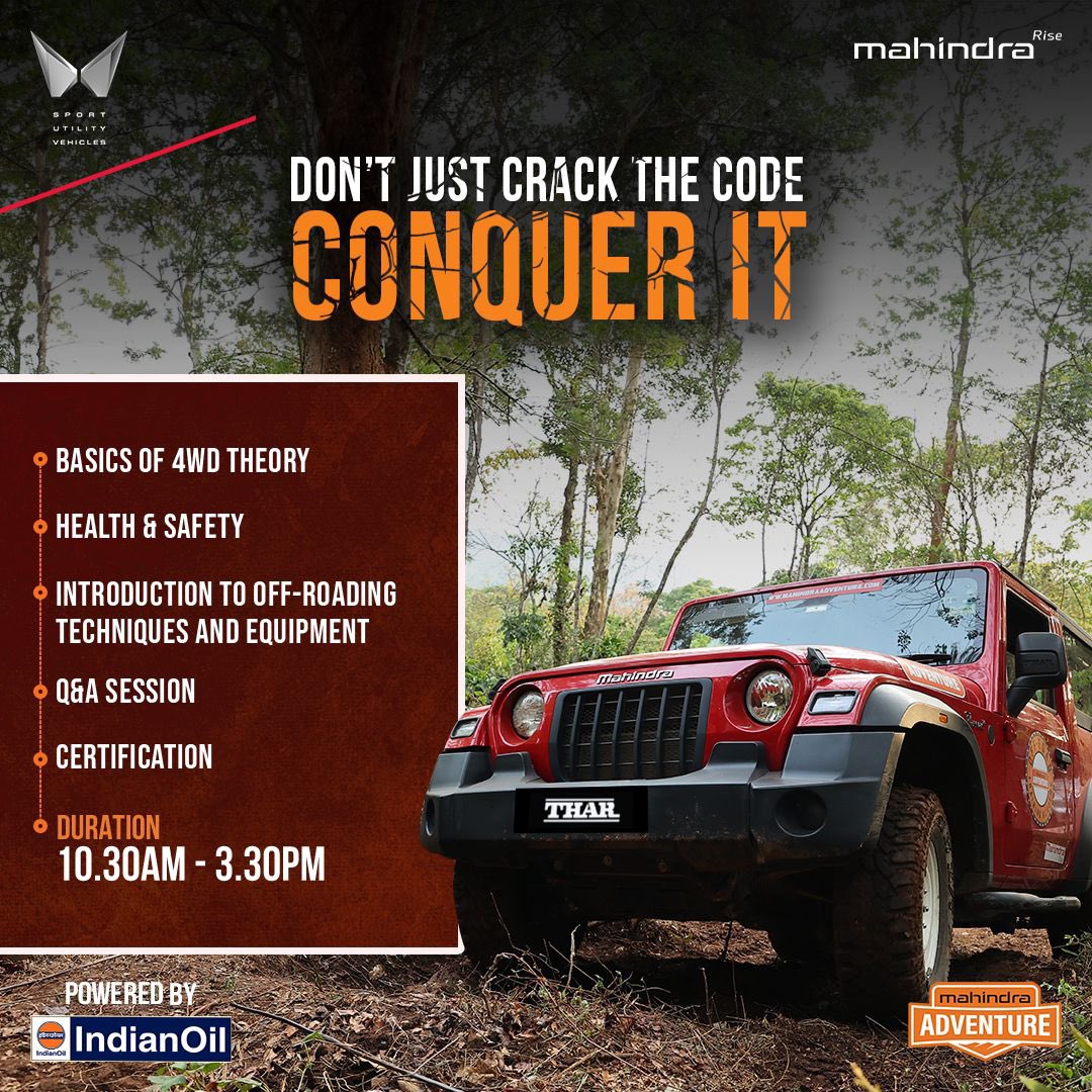 MahindraAdvntr's tweet photo. Life's too dull without some 4x4 adventure! Join the thrill at #GettingDirtyCoorg

Register now for the event happening on 8th June 2024. #Linkinbio.

#MahindraAdventure #Adventure #4x4 #Offroading #Coorg #Karnataka https://t.co/EIvVj61rqf