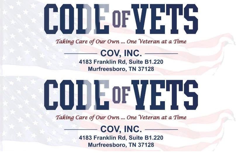 From @codeofvets 
'We are a 501c3 utilizing social media platforms to assist veterans and families in real time. We operate w/a 2% budget. Our mission is to take care of our own. 1 veteran at a time'
codeofvets.com  @andyoaklee @tgradous @sharon4marie @deborahptrsn