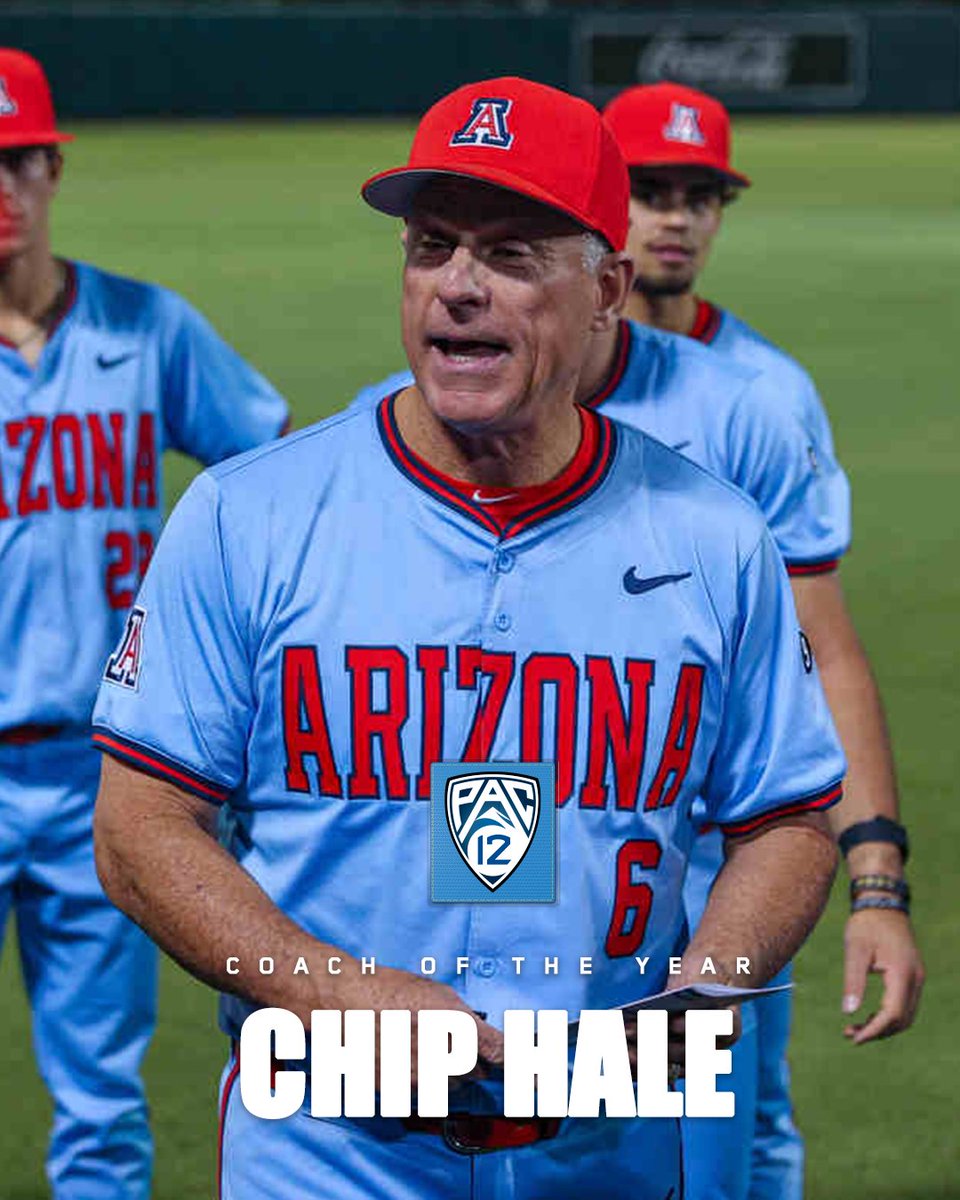 #Pac12BSB Coach of the Year: Chip Hale, Arizona 😼 Full release ➡️ pac12.me/24-BSB-POY