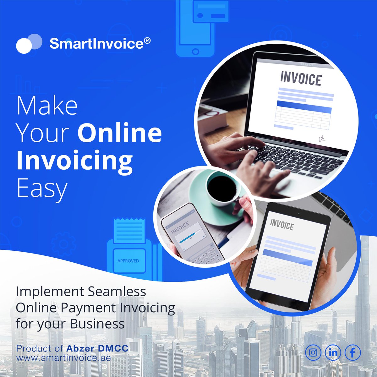 Make your online  invoicing Easy with #Smartinvoice !
.
Get in touch with us right away!
.
.
Visit for More Info : smartinvoice.ae
.
.
Email: info@abzer.com
WhatsApp : +971508185200
Call Now : +971 4 242 9200
.
.
#onlinepayments #paymentsolutions #AbzerDMCC #Invoicing