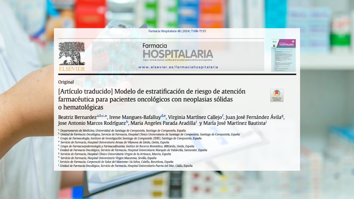 Farmacia Hospitalaria (@farm_hosp) on Twitter photo 🆕 Modelo de estratificación de riesgo de atención farmacéutica para pacientes oncológicos con neoplasias sólidas o hematológicas #RevistaFarmaciaHospitalaria #HospitalPharmacy <a href="/gedefo_sefh/">GEDEFO</a> <a href="/beabernardez/">Bea Bernárdez Ferrán</a> <a href="/IreneMangues/">Irene Mangues</a> <a href="/adhefarsefh/">AdhefarSefh</a> <a href="/jamr_cho2/">José Ant. Marcos</a> revistafarmaciahospitalaria.es/es-articulo-tr… 🆕 Modelo de estratificación de riesgo de atención farmacéutica para pacientes oncológicos con neoplasias sólidas o hematológicas #RevistaFarmaciaHospitalaria #HospitalPharmacy <a href="/gedefo_sefh/">GEDEFO</a> <a href="/beabernardez/">Bea Bernárdez Ferrán</a> <a href="/IreneMangues/">Irene Mangues</a> <a href="/adhefarsefh/">AdhefarSefh</a> <a href="/jamr_cho2/">José Ant. Marcos</a> revistafarmaciahospitalaria.es/es-articulo-tr…