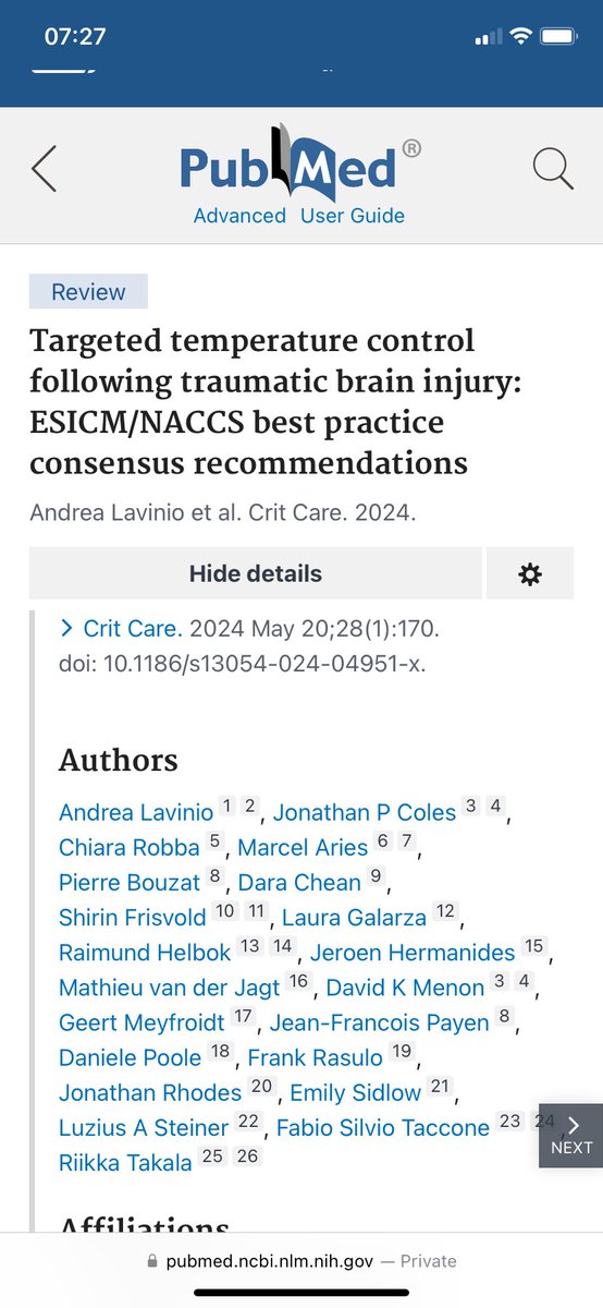 Thank you @DrLavinio for this! Consensus on temperature management in TBI
