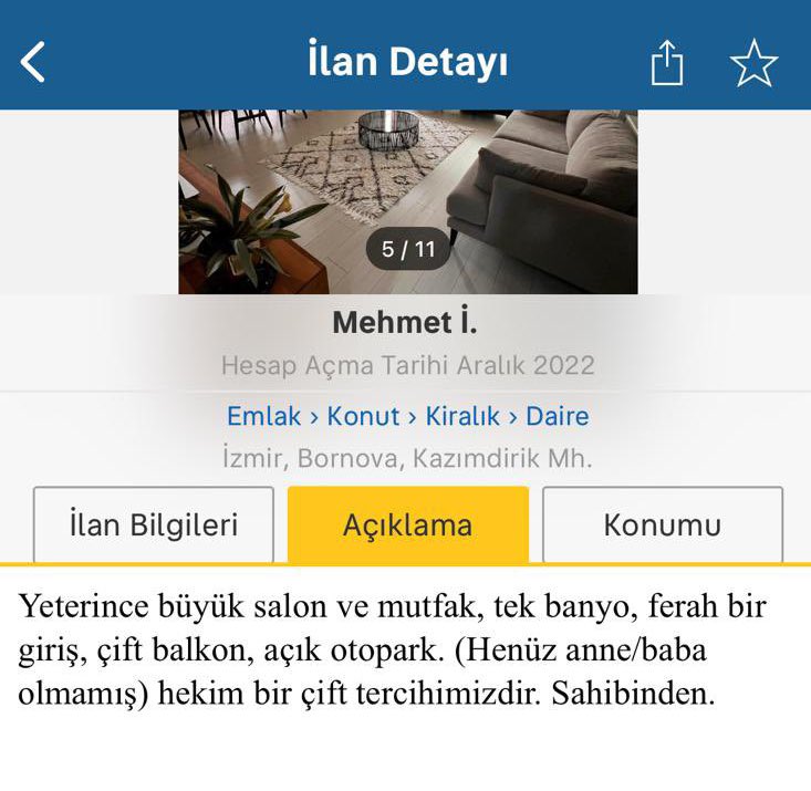 İzmir'de bir ev sahibinin verdiği kiracı ilanı: 'Henüz anne/baba olmamış doktor çift tercihimizdir.'