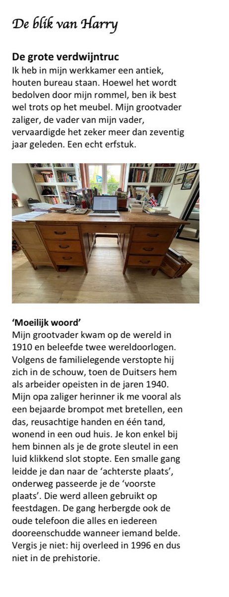 harry_depaepe's tweet photo. Voor het maandelijkse cultuurkrantje van de school schreef ik over mijn grootvader. Een man uit een heel ander tijdperk, maar ik herinner me hem nog als gisteren.
#grootvader #detijdvantoen https://t.co/wWvmnnaIoG