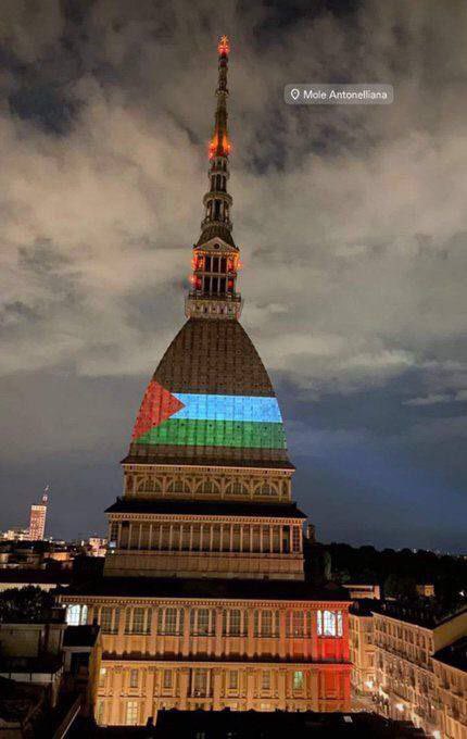 Palestine flag was lit on the National Museum of Cinema in Turin, Italy.