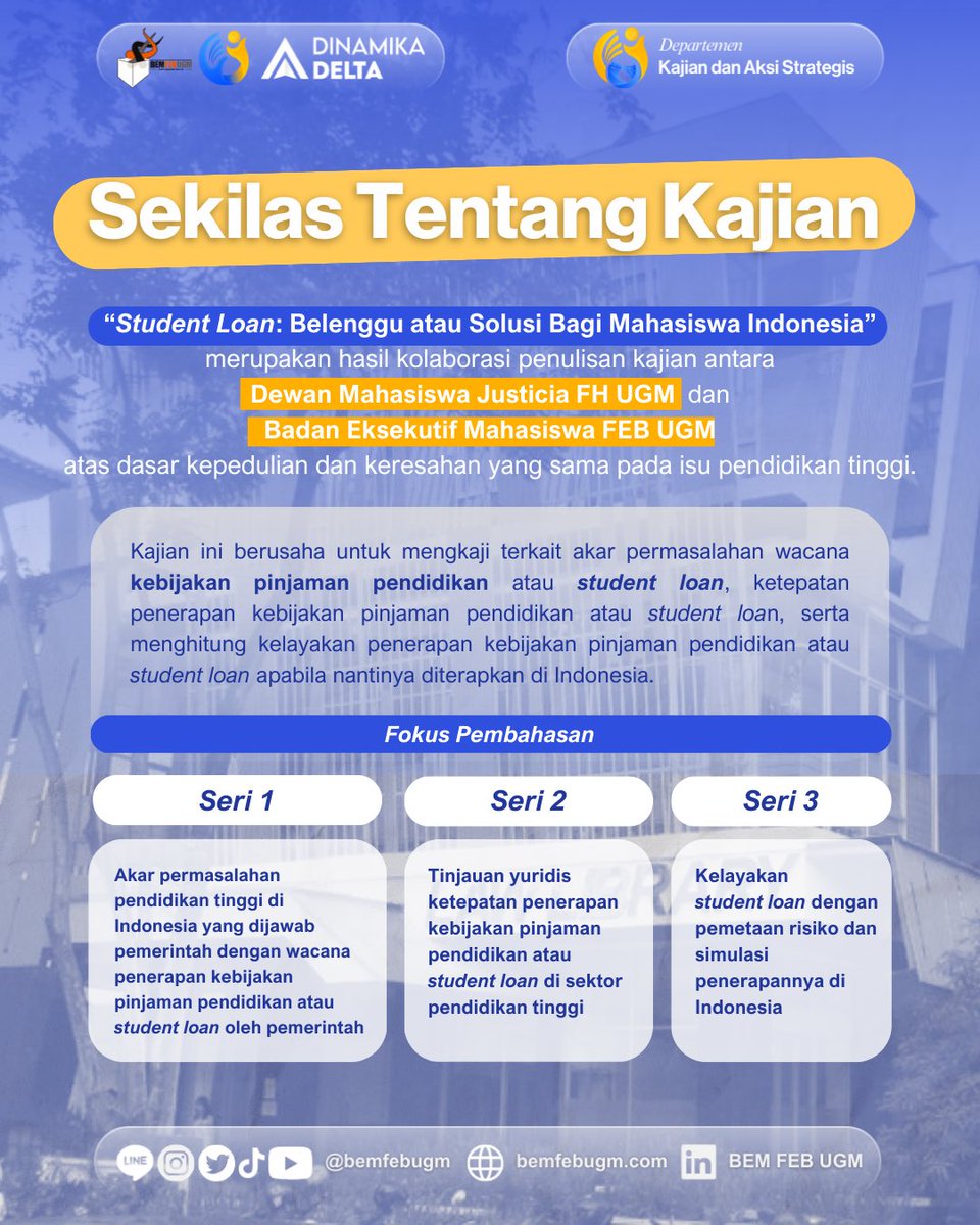bemfebugm's tweet image. [Student Loan: Belenggu atau Solusi Bagi Mahasiswa]

Menempuh pendidikan adalah investasi. Namun pemerintah 
 menerapkan student loan yang diketahui memiliki problematika. Mari cari solusi untuk meringankan beban pinjaman mahasiswa.

#BEMFEBUGM #FEBUGM #UGM X Dema Justicia