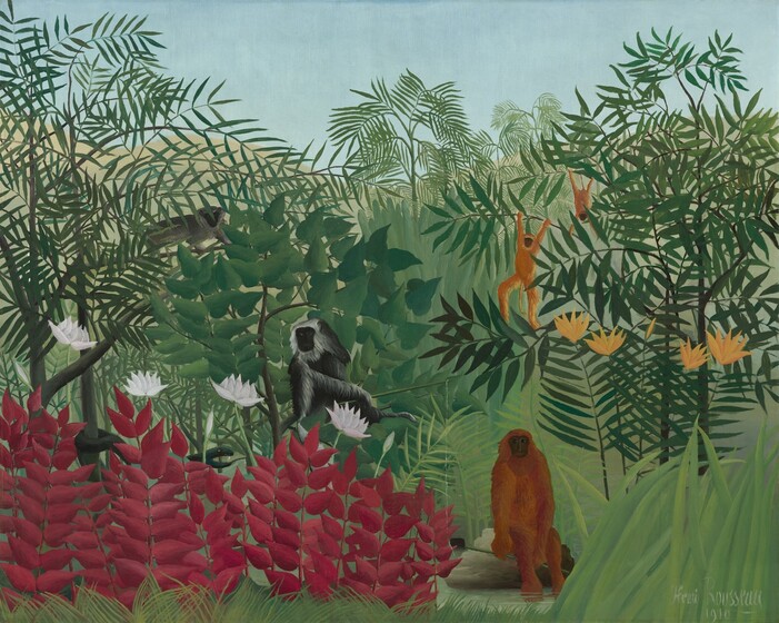 Gdy… widzę niezwykłe rośliny z egzotycznych ziem, wydaje mi się, jakbym wkraczał w jakiś sen. 21.05.1844 ur. się Henri Julien Félix Rousseau, zw. Celnikiem. Prosta kreska, żywe kolory, egzotyczna sceneria to jego znak rozpoznawczy. #BornOnThisDay #HenriRousseau