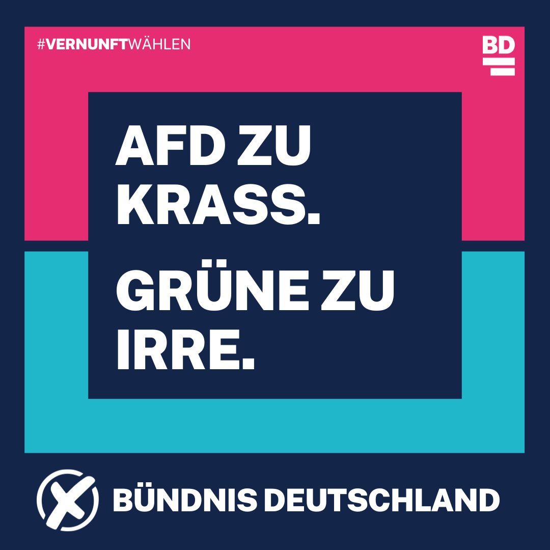 Zwischen CDU und AfD klafft eine immer größer werdende Lücke. Bündnis Deutschland will und kann sie füllen. #bündnisdeutschland #vernunftstattideologie #vernunftwählen #grenzensetzen #europastatteu #europawahl2024 #freiheitschützen #europaerneuern #deutschland #wahlomat2024