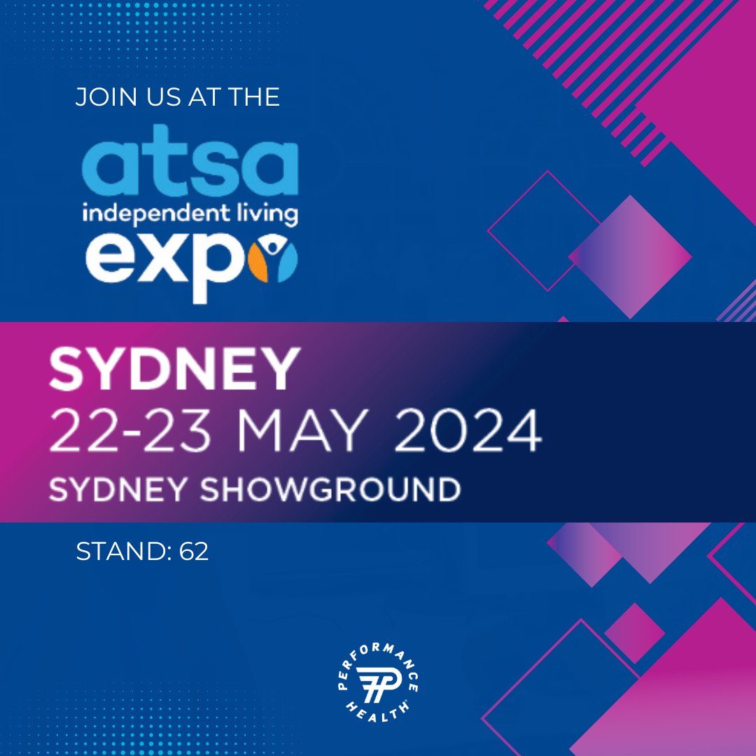 We are proud to support and attend the upcoming ATSA Independent Living Expo in Sydney! Join us at stand #62 for information about the Performance Health brands and products that are valuable solutions for more independent living. 

#ATSAExpo #PerformanceHealth #ndis