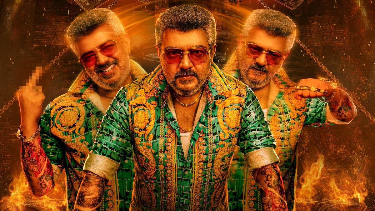 The first look of #GoodBadUgly was quickly released because the team worked hard to set up for shooting & were eager to take photos with #AjithKumar in his new getup. #AjithKumar also wished to give them photos & by releasing the look, he could do so peacefully. 🫡😊❣️
