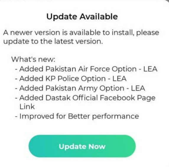 Please update your Dastak application for more features and options

play.google.com/store/apps/det…
