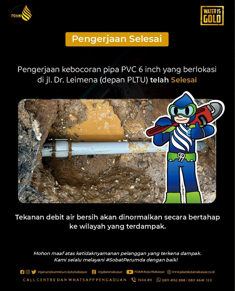 pdammakassar's tweet photo. #pengerjaanselesai
#pdammakassar https://t.co/FC3QQeWWkS