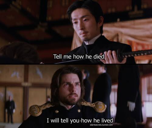 To all the people complaining about Tom Cruise being in The Last Samurai, did you guys even watch the movie? Tom Cruise is not “The Last Samurai.” Cruise’s character is essentially a foreign witness to the samurai being abolished as a class during the Meiji Restoration. The