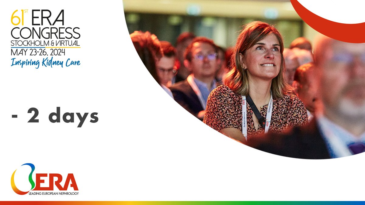 ⏰- 2 DAYS TO #ERA24 ✨Get ready for an inspiring scientific journey at the 61st ERA Congress on May 23-26, 2024, both virtual and live in Stockholm. 🔥Find your inspiration by checking out the Scientific Programme 👉 bit.ly/3HBmvXf